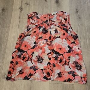 Kasper Separates Floral Sleeveless Sheer Blouse Sz XL